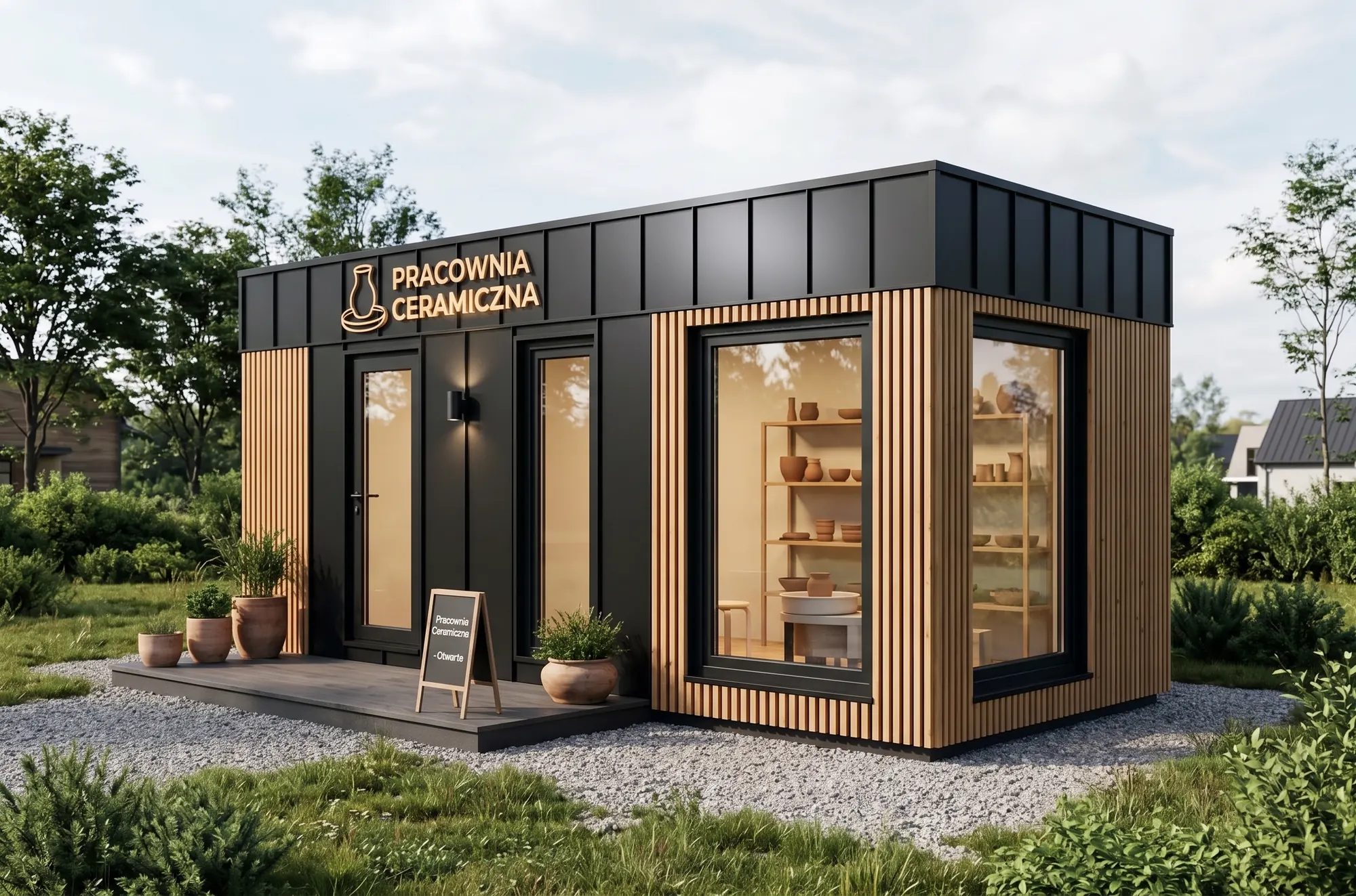 Model 3 × 7 m — dach płaski — dom mobilny od producenta ARIUM, wizualizacja projektowa